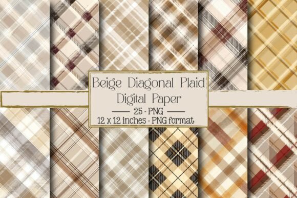Beige Seamless Diagonal Plaid – Versatile Design for Every Project