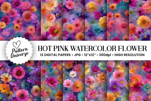 Colorful Watercolor Flowers Pattern