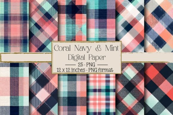Coral Navy Mint Diagonal Plaid: A Versatile Design for Creative Projects