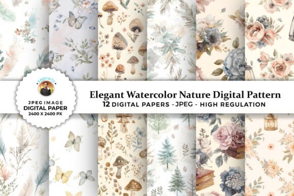 Elegant Watercolor Nature Digital Paper: A Versatile Creative Resource