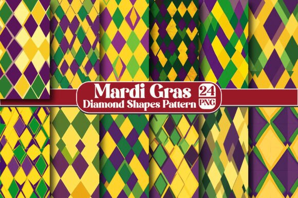 Mardi Gras Diamond Shapes Pattern: A Creative and Versatile Design for Digital Artists
