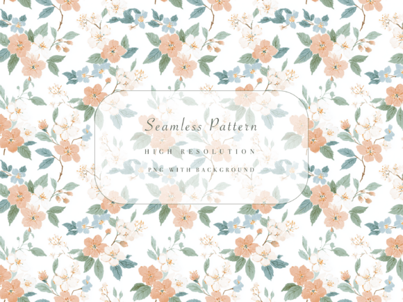 Peach and Blue Floral Seamless Pattern PNG: A Versatile Design Asset for Creative Projects