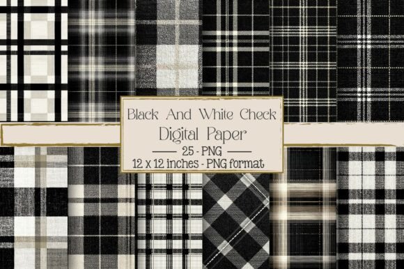 Plaid Pattern in Black and White Check