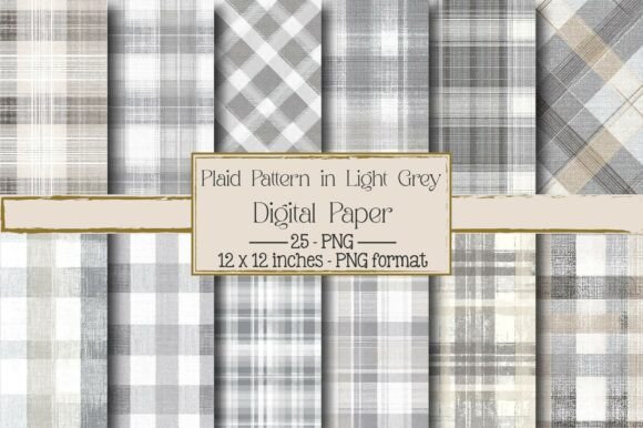 Plaid Pattern in Light Grey – Versatile Design for Creative Projects
