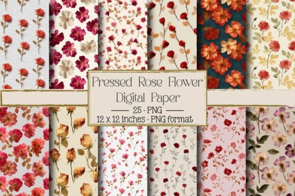 Pressed Rose Flower Seamless Pattern: A Versatile Design for Creative Projects