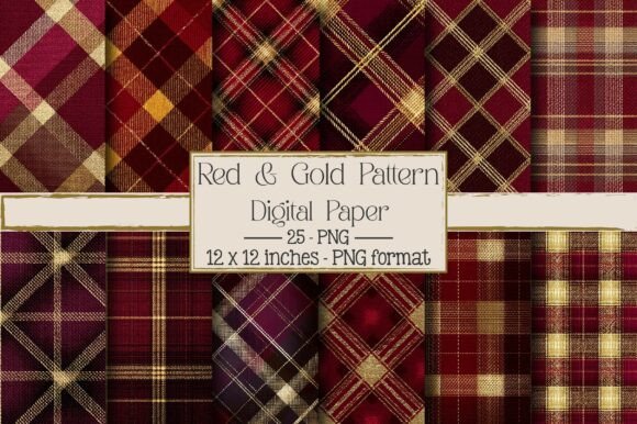Red Gold Pattern Plaids