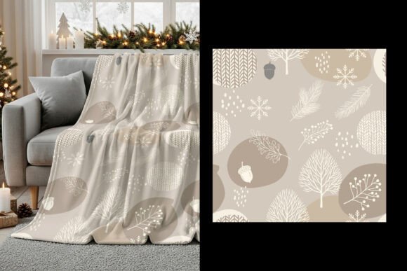 Seamless Winter Nature Pattern. Blanket