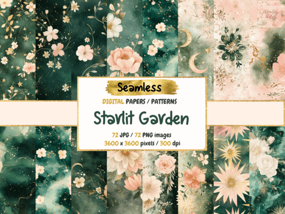 Starlit Garden Seamless Digital Papers: A Creative Canvas for Dreamers and Designers