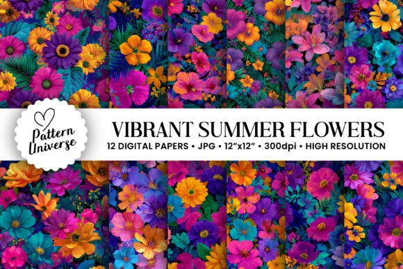 Vibrant Summer Flowers Seamless Pattern