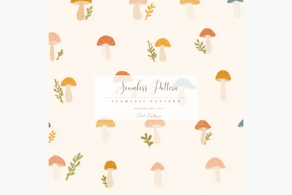 Whimsical Mushroom Seamless Pattern PNG for Kids